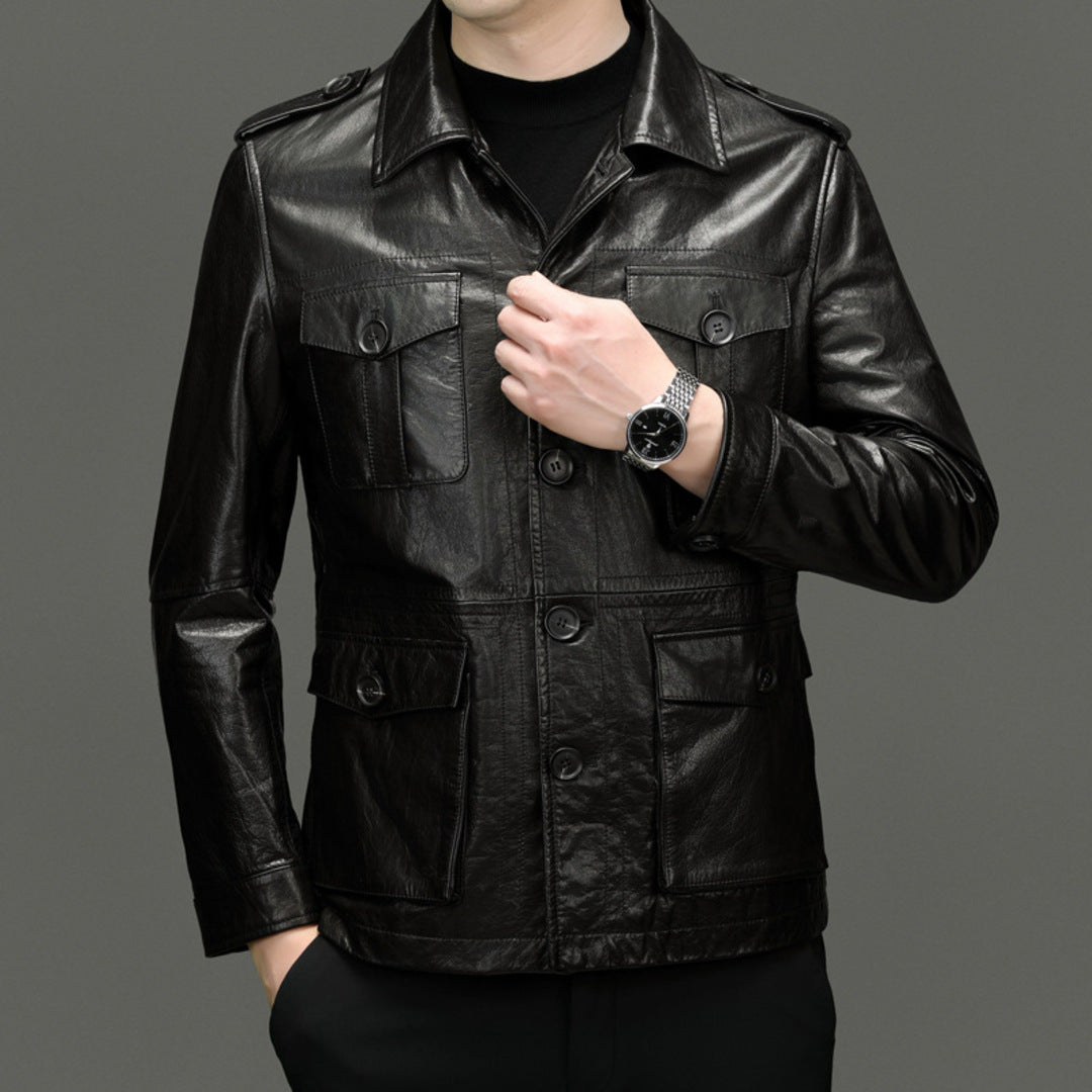 MULTI-POCKET LEATHER JACKET