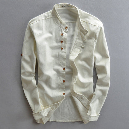 STAND COLLAR LINEN SHIRT