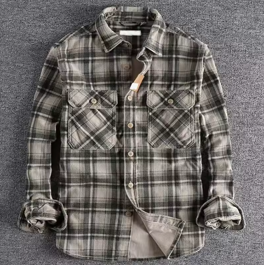 MEN'S VINTAGE CORDUROY PLAID SHIRT