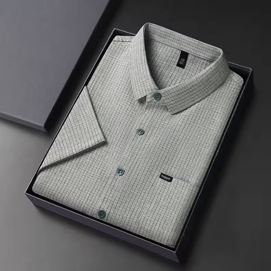 LINEN CLASSIC GRID SHIRT