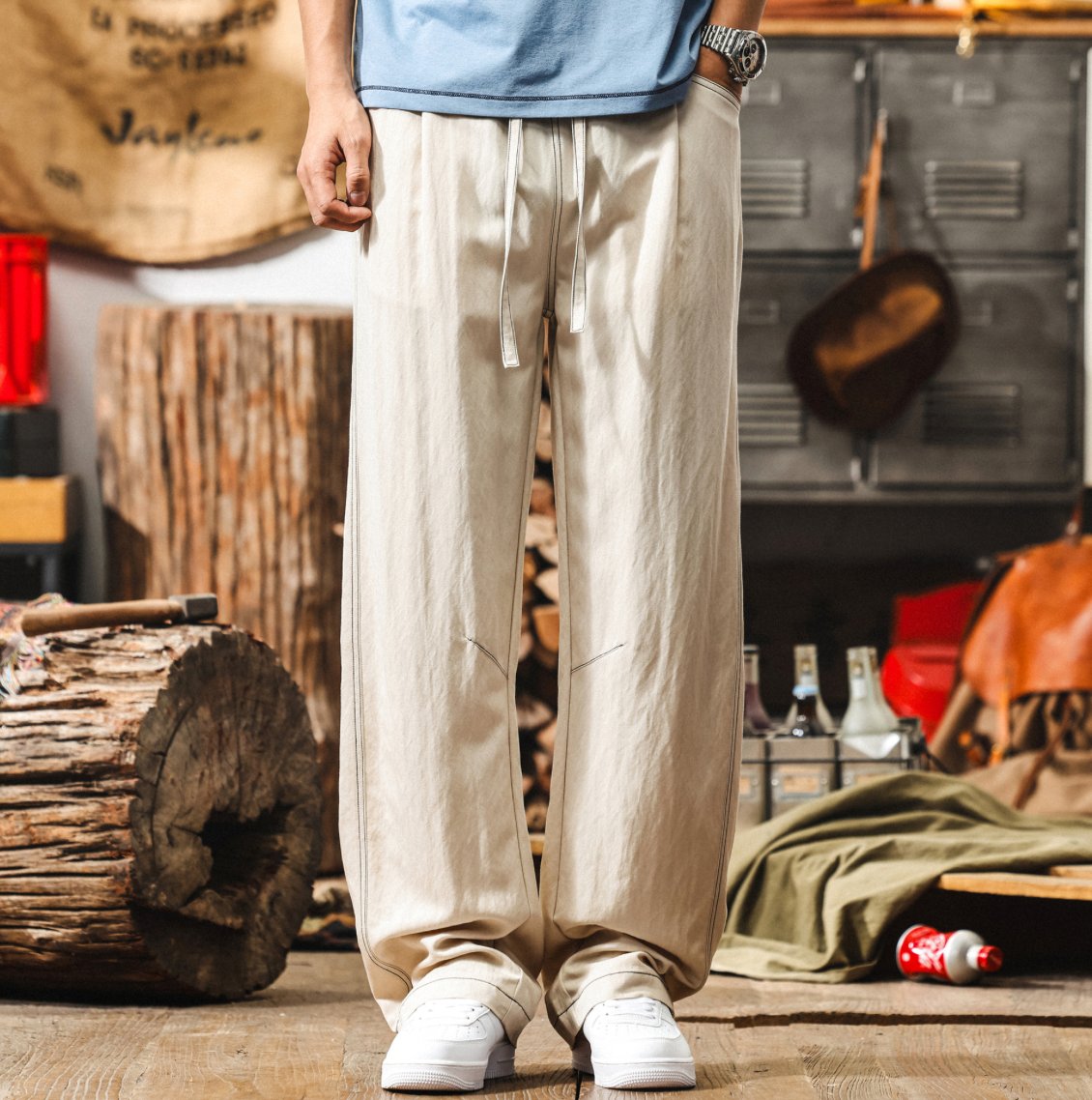 RETRO WIDE-LEG TRAVEL TROUSERS