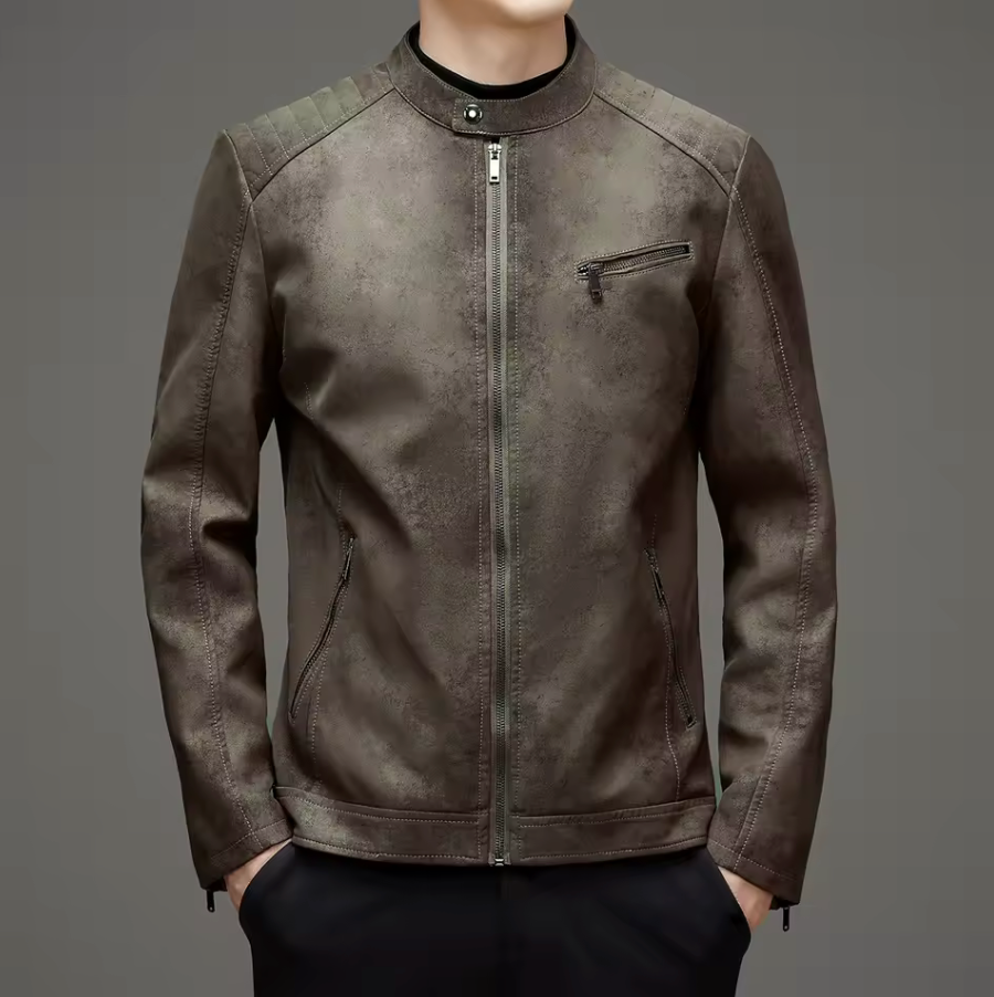 VELVET-LINED LEATHER JACKET