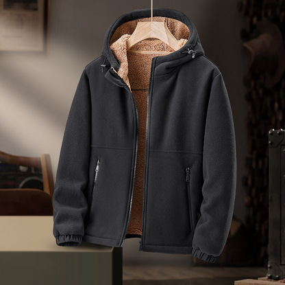 HOODED WARM LAMBSKIN JACKET